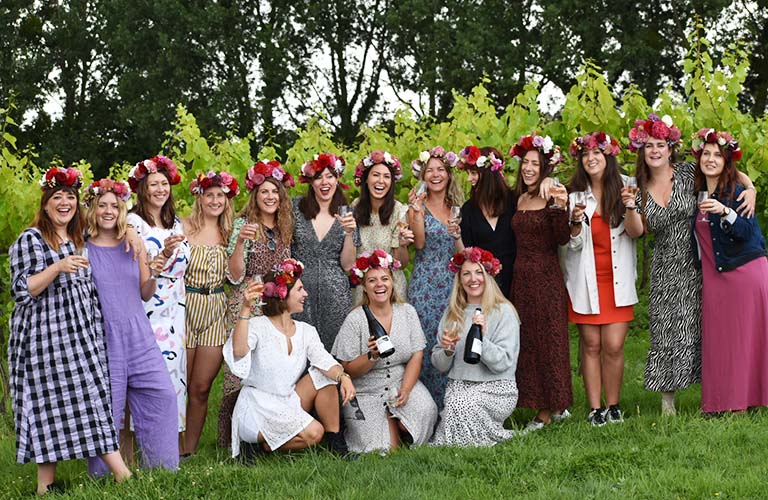 Ladies enjoying a hen party at Wraxall Vineyard