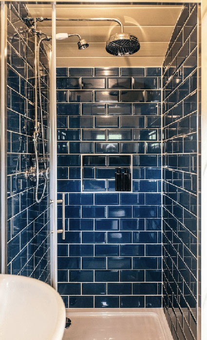 shower room in shepherd's huts